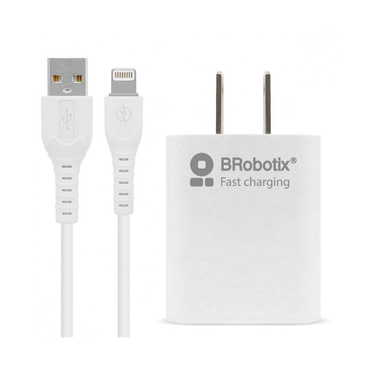 Foto 2 pulgar | Cargador De Pared Brobotix 5v 1x Usb-a Blanco Incluye Cable Lightning Carga Rápida