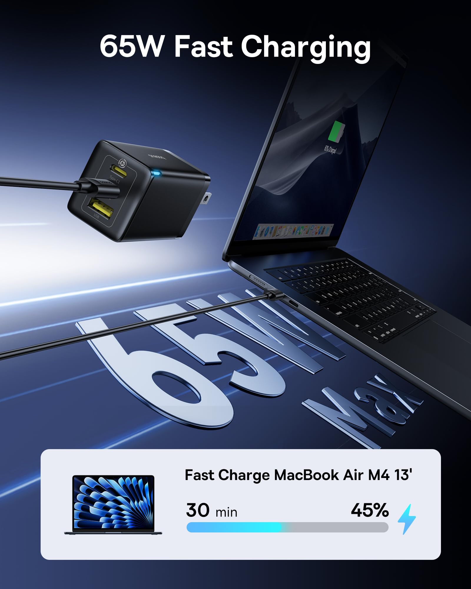 Foto 5 pulgar | Cargador Baseus 2 Pack De 65 W Usb C Pps De 3 Puertos Para Macbook  Ipad - Venta Internacional.