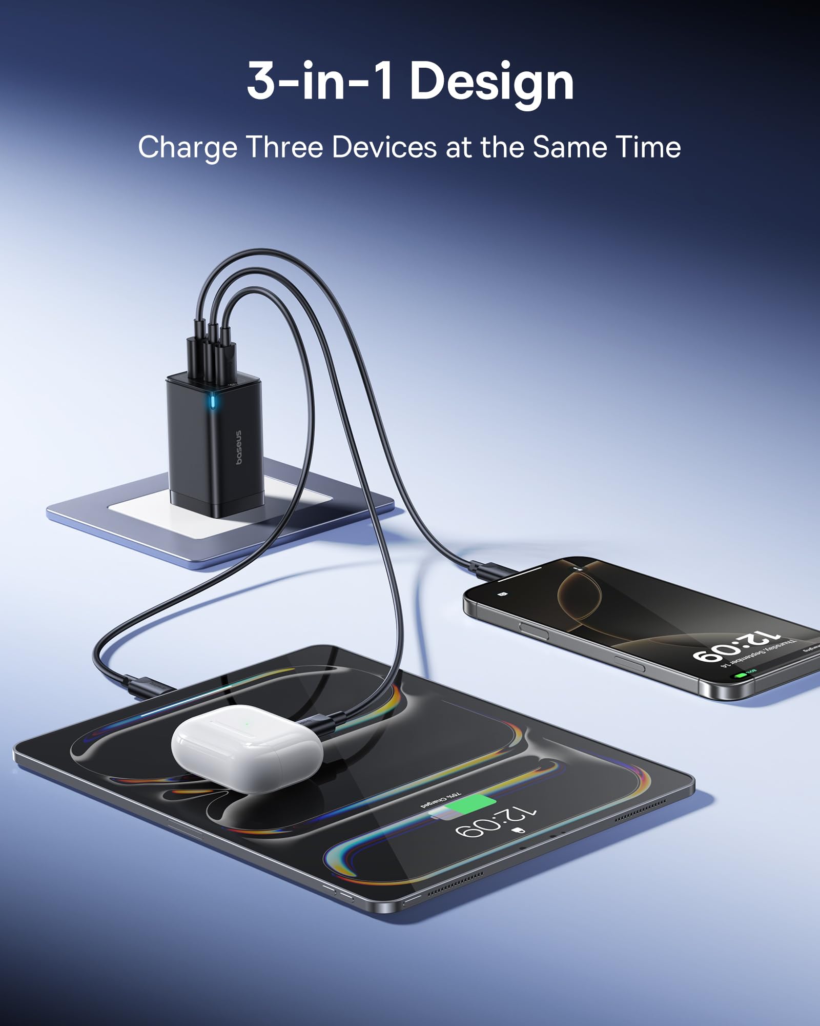 Foto 6 pulgar | Cargador Baseus 2 Pack De 65 W Usb C Pps De 3 Puertos Para Macbook  Ipad - Venta Internacional.