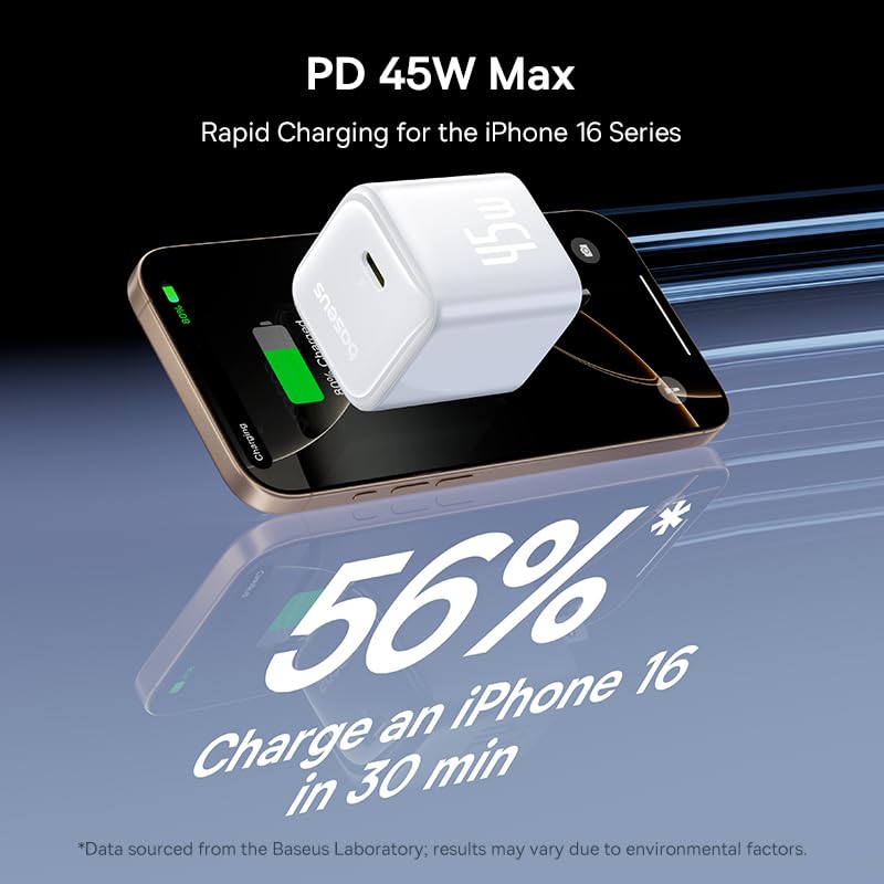 Foto 3 pulgar | Cargador Rápido Baseus Usb C Pps De 45 W Para Iphone 16/15 - Venta Internacional.