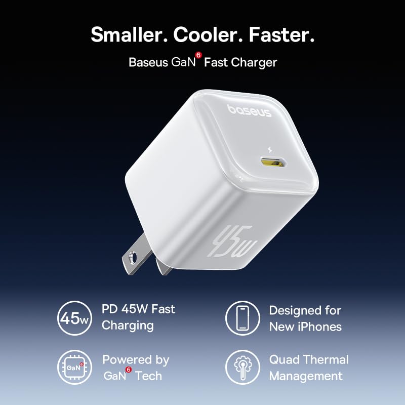 Foto 5 pulgar | Cargador Rápido Baseus Usb C Pps De 45 W Para Iphone 16/15 - Venta Internacional.