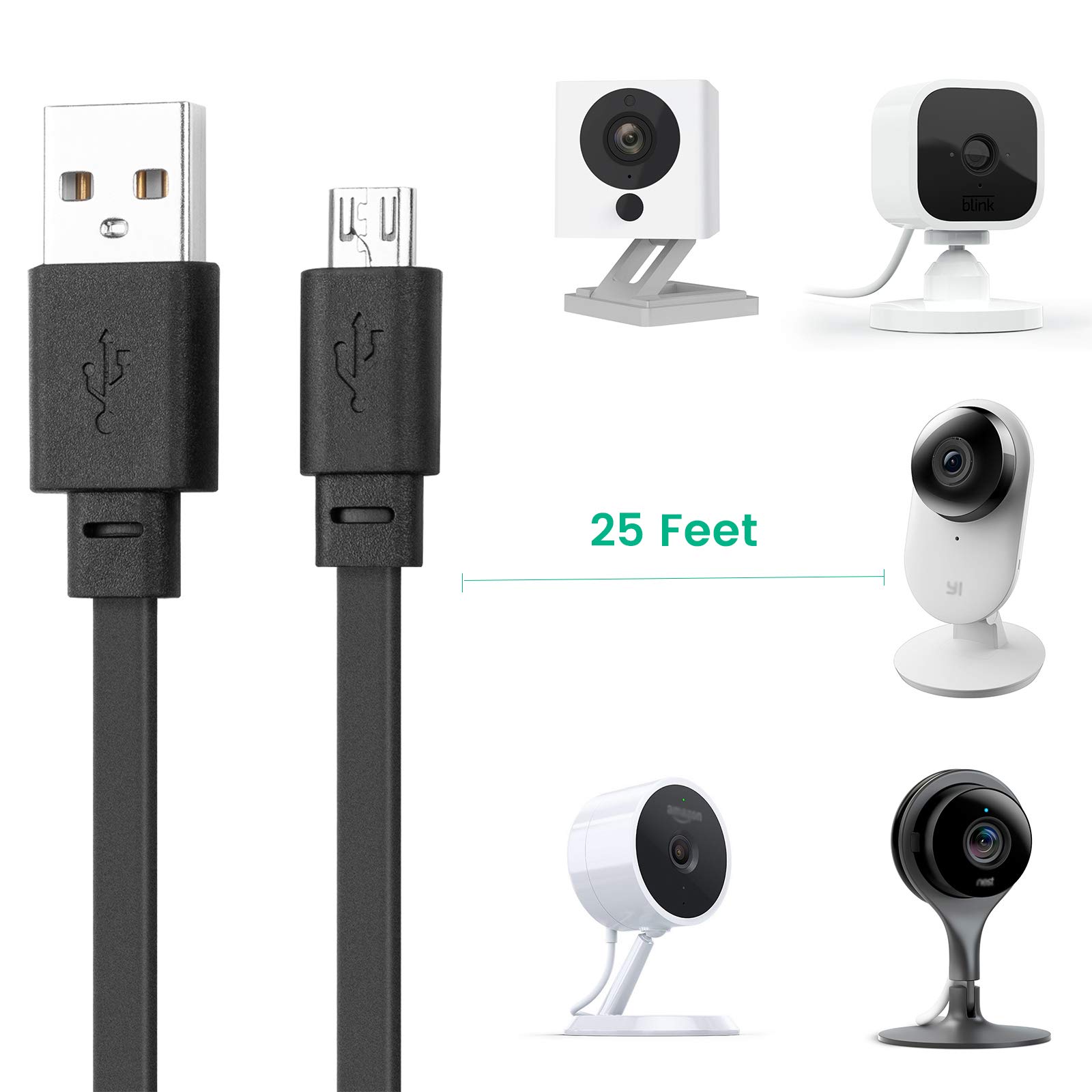 Foto 5 | Cable De Extensión Micro Usb Smays De 25 Pies  Paquete De 3  Negro - Venta Internacional.