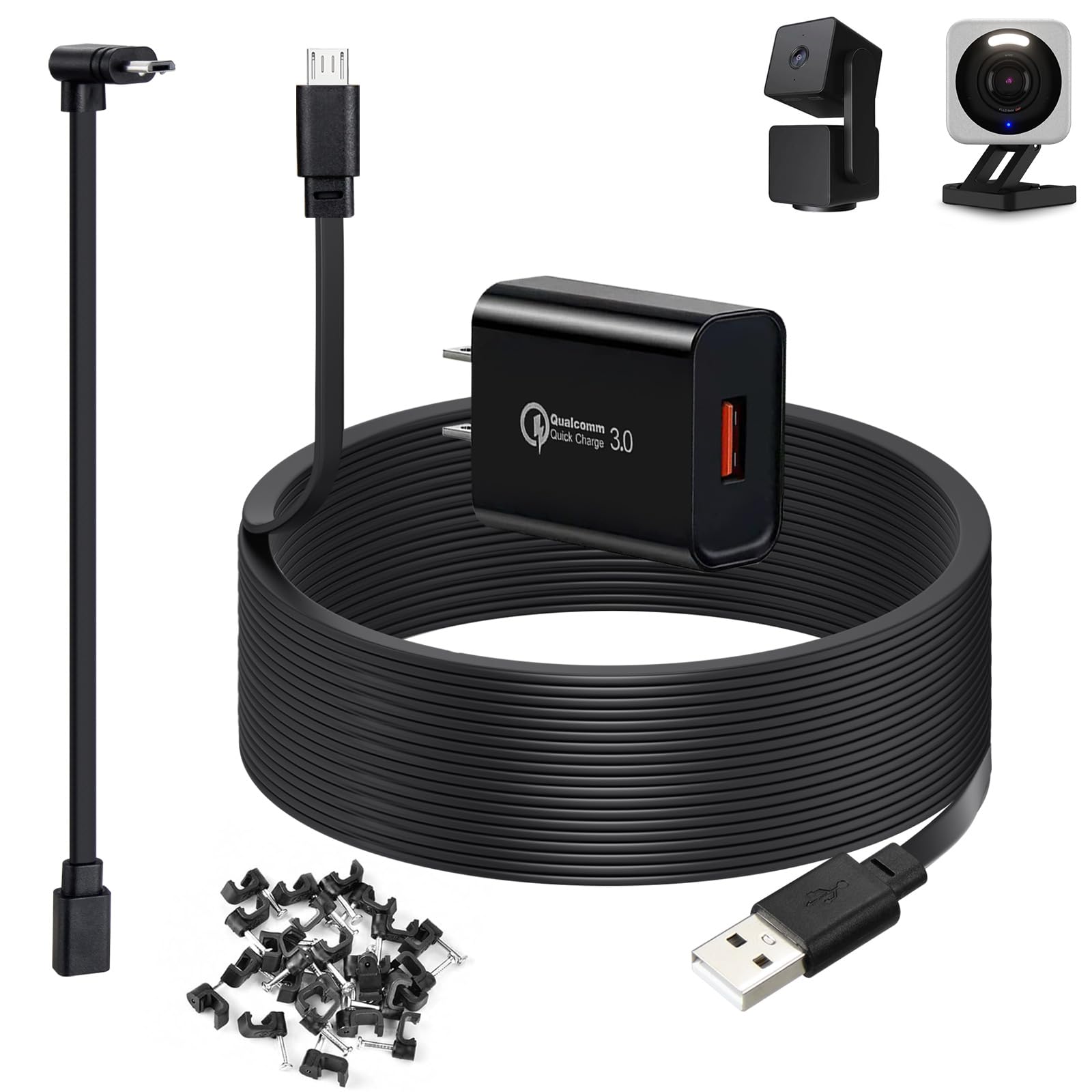 Cable De Alimentación De 15 M De Largo Para Wyze Cam V4  Wyze Cam Pan V3 - Negro - Venta Internacional. $752
