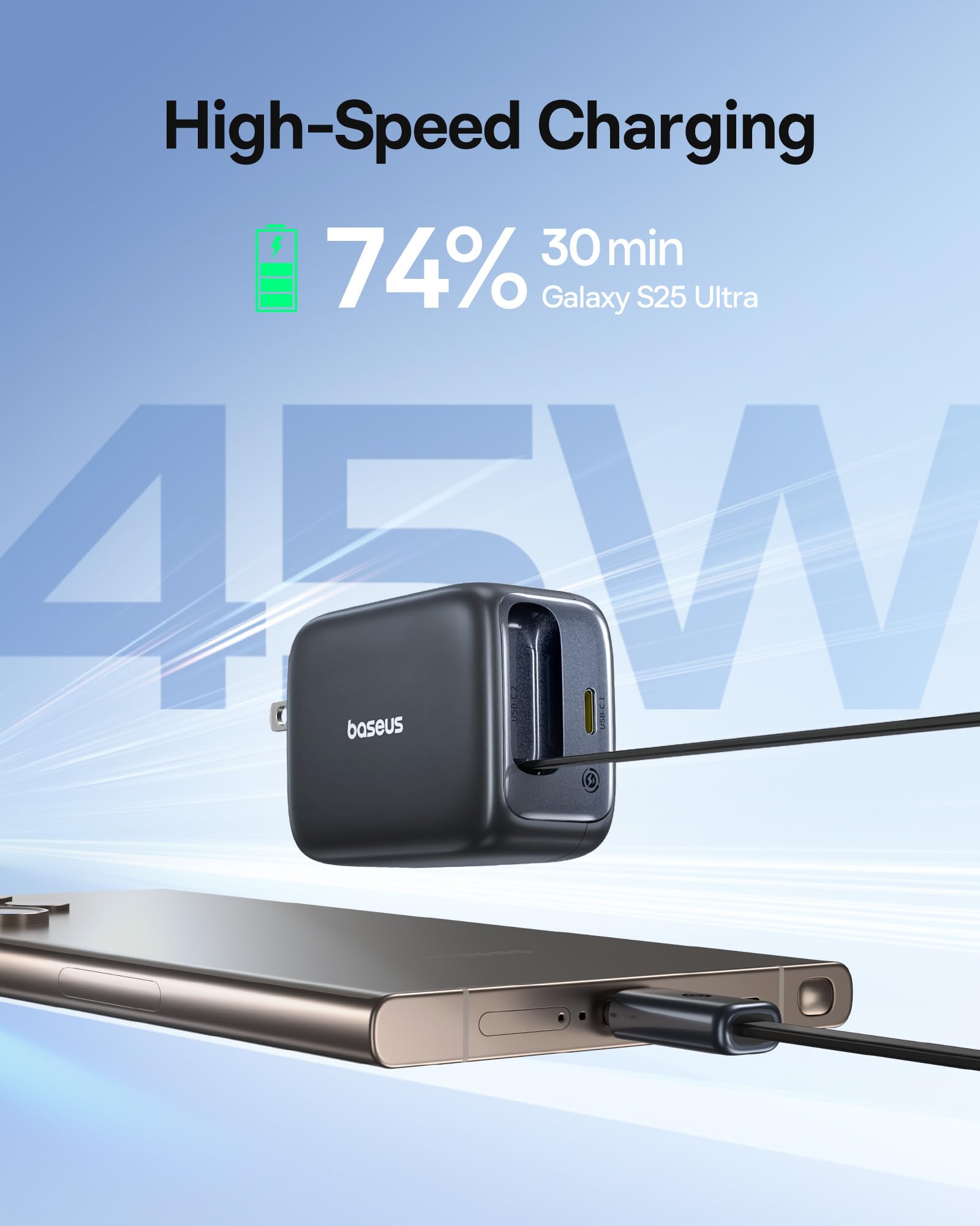 Foto 4 pulgar | Cargador Baseus Retráctil Usb C De 45 W Con Doble Puerto De Carga Rápida - Venta Internacional.