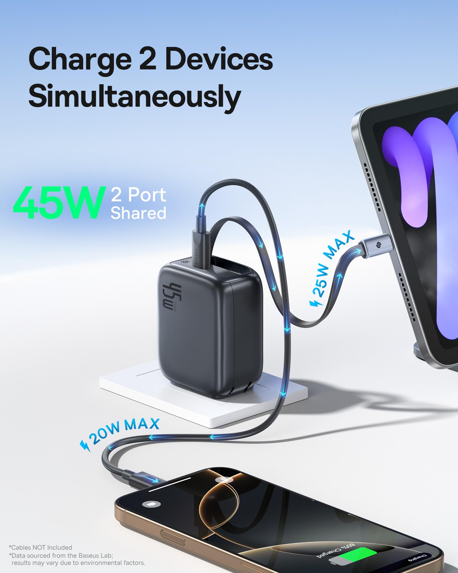 Foto 5 pulgar | Cargador Baseus Retráctil Usb C De 45 W Con Doble Puerto De Carga Rápida - Venta Internacional.