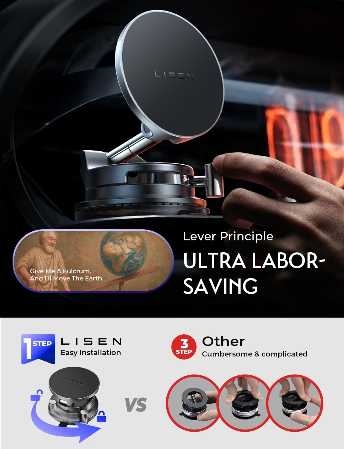 Foto 3 | Cargador De Coche Lisen Con Ventosa Para Teléfono  15 W  Magsafe - Venta Internacional.