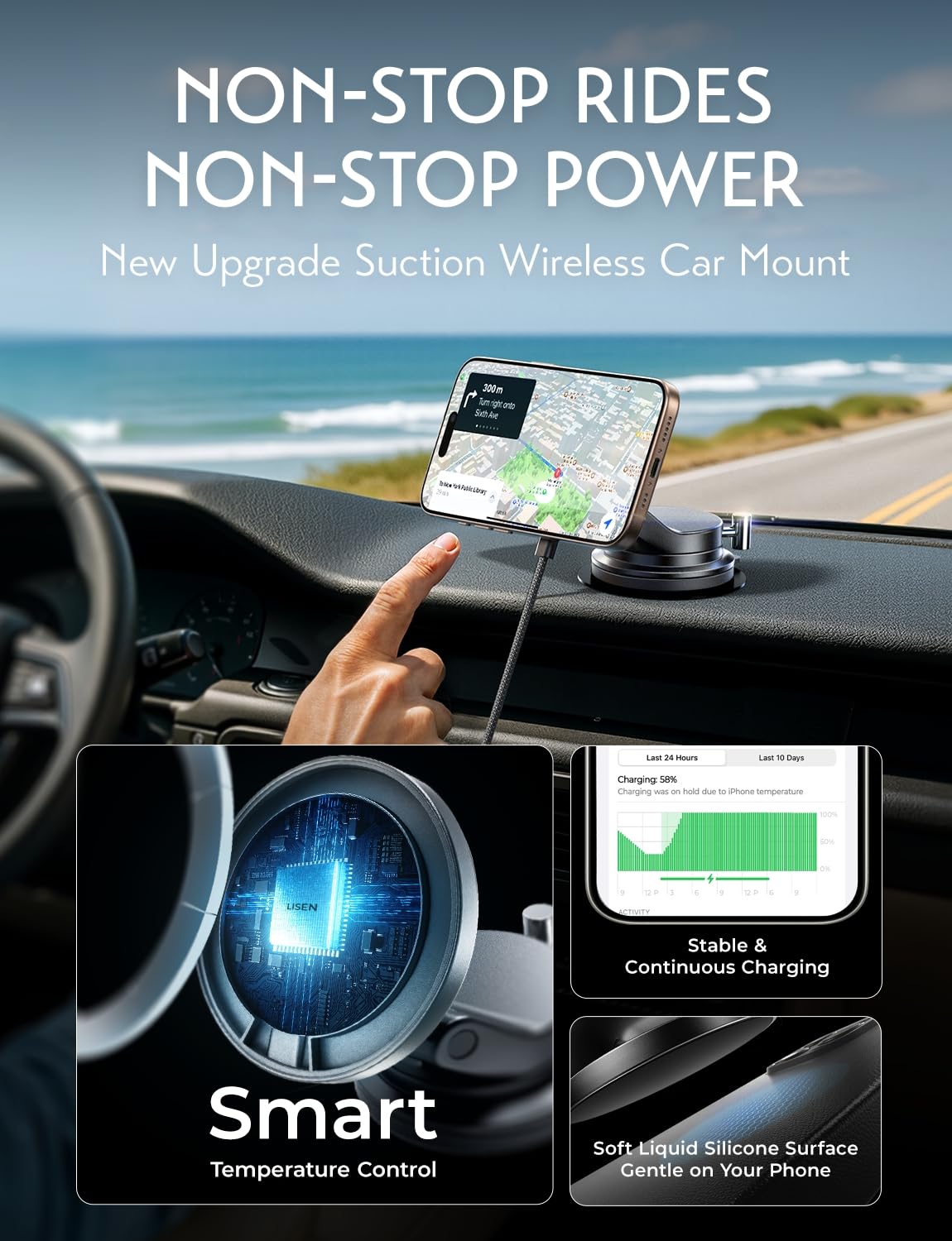 Foto 7 | Cargador De Coche Lisen Con Ventosa Para Teléfono  15 W  Magsafe - Venta Internacional.