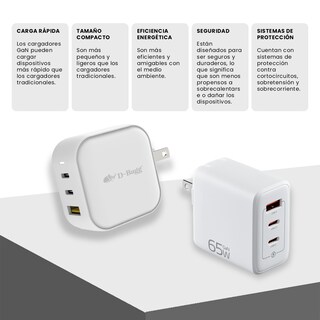 Foto 4 | Cargador Gan 65w Carga Rápida Dos Entradas Con Cable Tipo Lightning