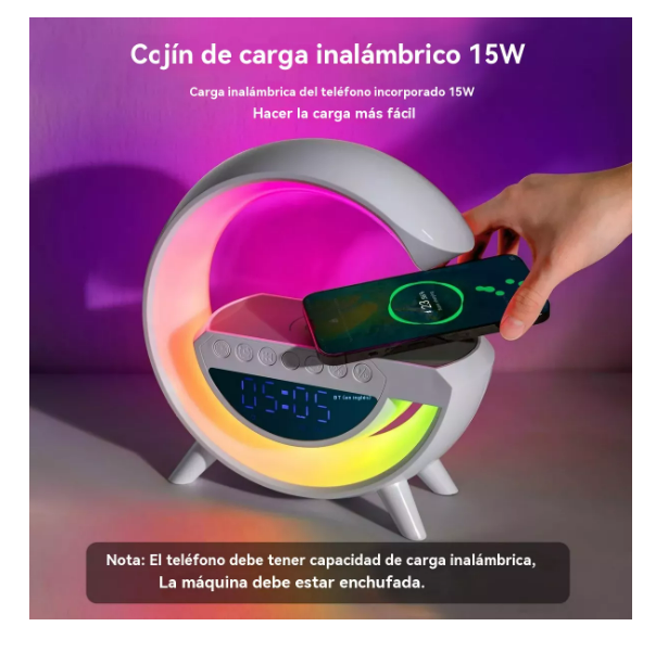 Foto 3 pulgar | Bluetooth Speaker Wireless Charger Led Light 3-in-1