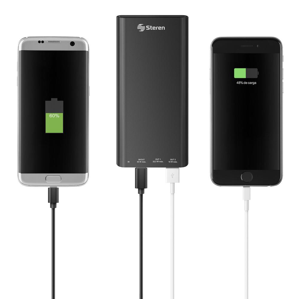 Foto 3 | Power Bank Steren MOV-1800 color Negro de 18,000 Mah con Turbo Charge QC y Power Delivery con 2 Salidas USB y USB C