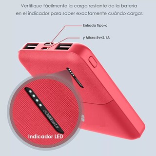 Foto 2 | Mini Batería Portátil 5000mah 2.1 2 Puertos de USB Eo Safe Imports Esi-9940 Rojo