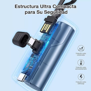 Foto 2 | Mini Batería Portátil 4500 Mah Salida Tipo C con 1 Cable USB Eo Safe Imports Esi-9939 Negro