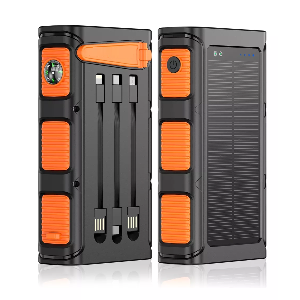 Cargador Solar Powerbank 36000 mAh Banco De Energía Solar Negro/Naranja