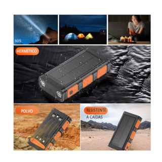 Foto 5 | Cargador Solar Powerbank 36000 mAh Banco De Energía Solar Negro/Naranja