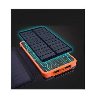 Foto 2 | Power Bank Solar Cargador Portátil 26800mah 4 Paneles Solare Negro Lineas Naranja