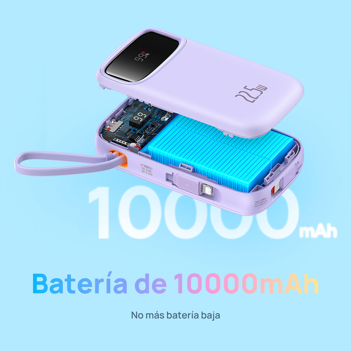 Foto 7 | Power Bank Baseus Qpow2 Púrpura 22.5w 10000 mAh