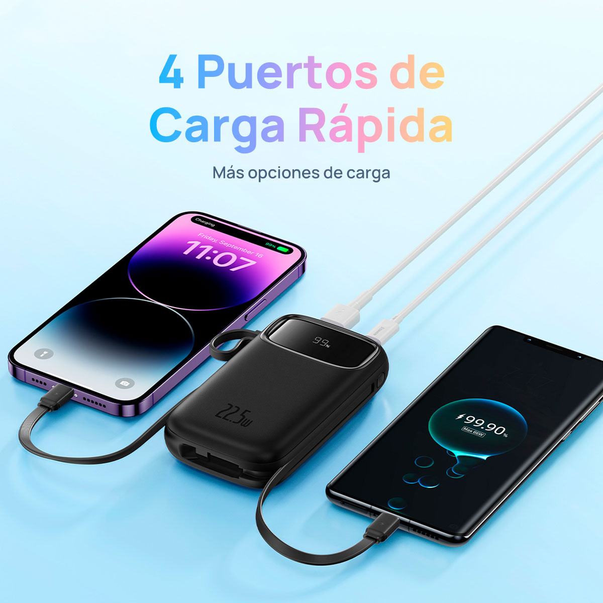 Foto 7 pulgar | Power Bank 22.5w 10000 Mah Baseus Qpow2 Cable Ios Y Usb-c Puerto Usb Y Usb C