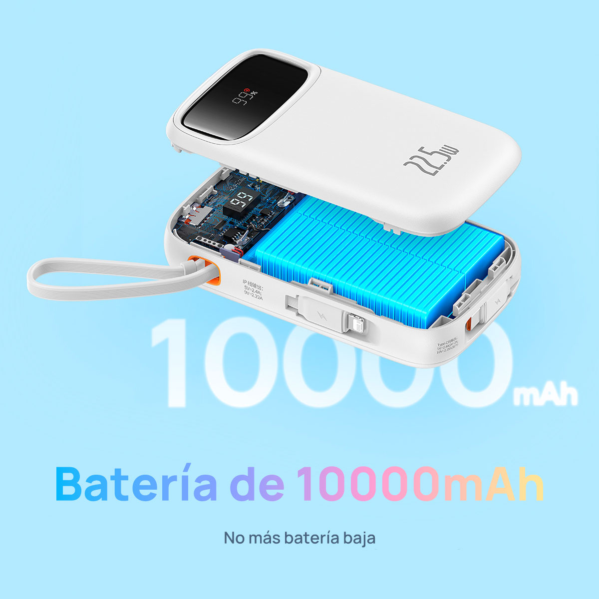 Foto 8 pulgar | Power Bank Baseus Qpow2 Blanco 22.5w 10000 mAh