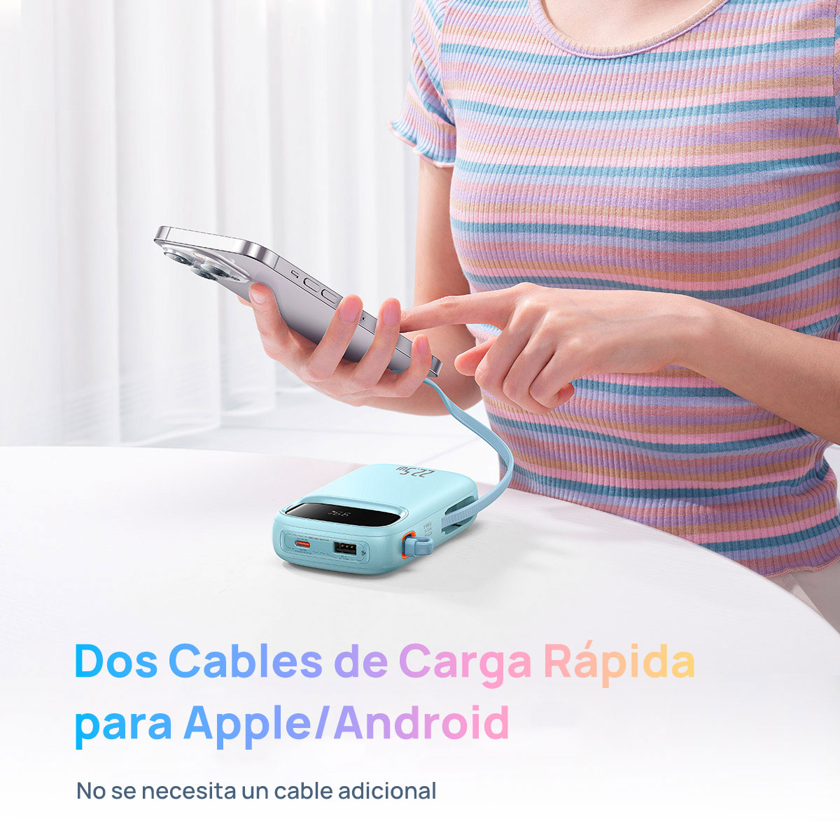 Foto 5 pulgar | Power Bank 22.5w 10000 Mah Baseus Qpow2 Cable Ios Y Usb-c Puerto Usb Y Usb C Azul