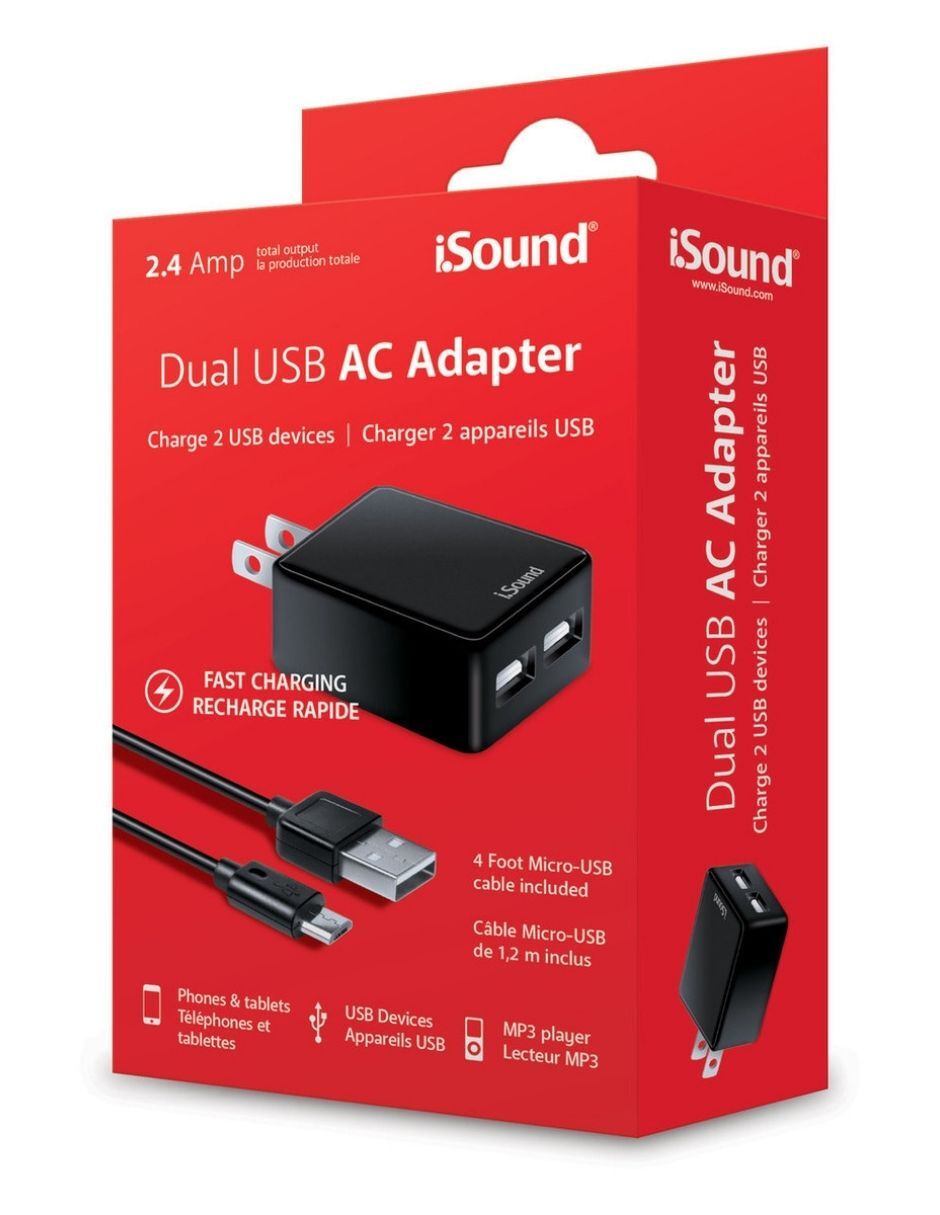 Foto 2 | Cargador de Pared iSound 2.4 + Cable Micro-USB