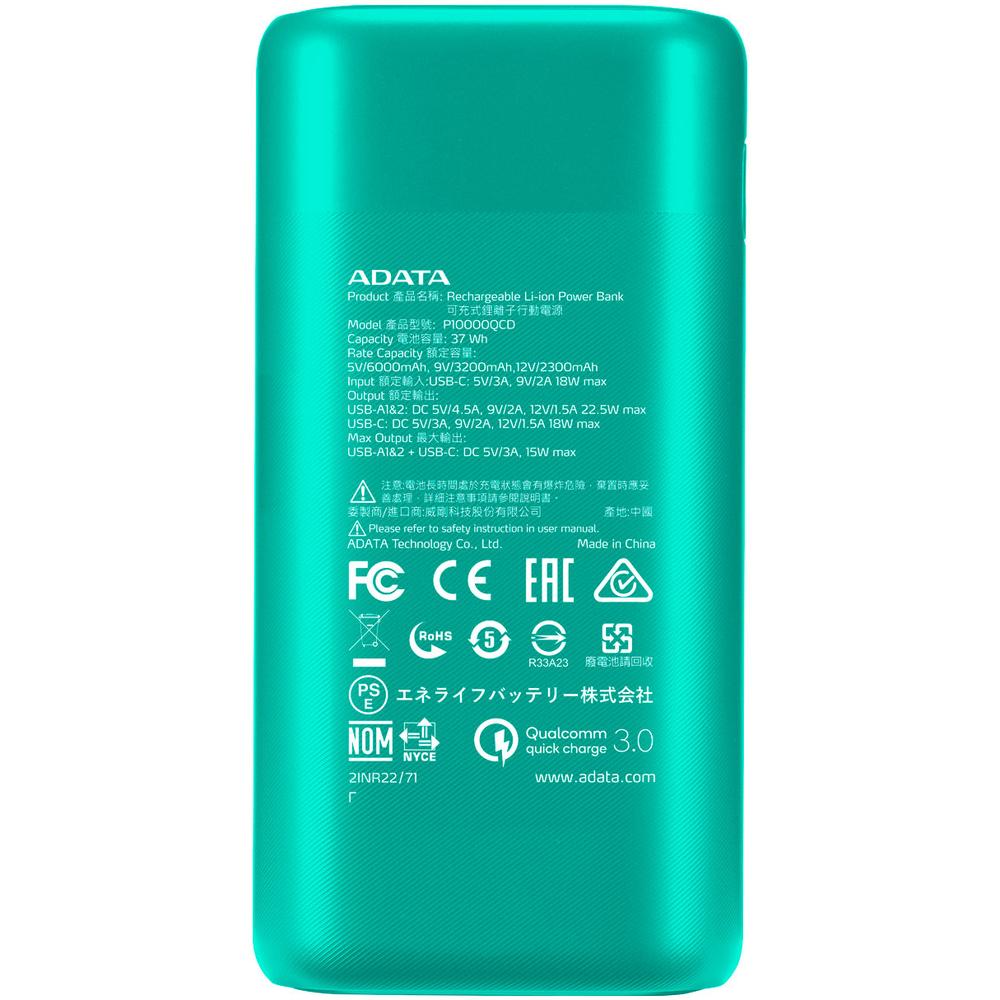 Foto 5 | Power Bank 20000mah Adata P20000qcd Tipo C Verde Ap20000qcd-dgt-cgn