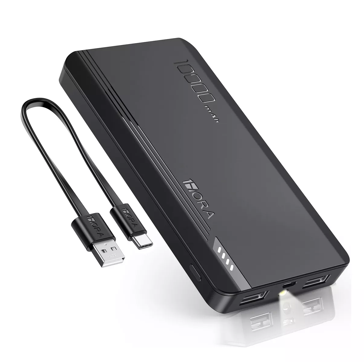 Power Bank Belug Negra 10000mah 2.1a Carga Batería Portátil con 2 Puertos