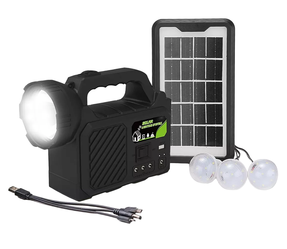 Cargador Portátil Luz Solar Banco de Energía de Emergencia Negra