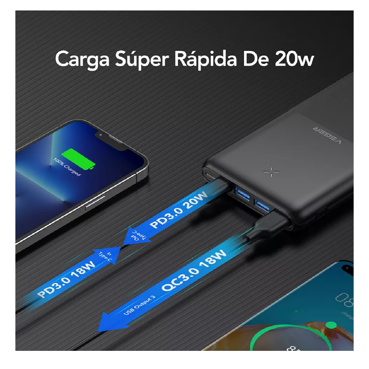 Foto 3 pulgar | Batería Portátil Belug 40000 Mah Celda de Carga Rápida Negro