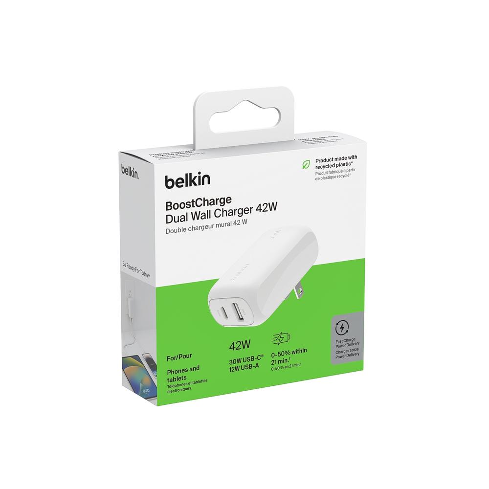 Foto 4 pulgar | Cargador Dual Belkin Tipo C Y Usb A 42w Blanco