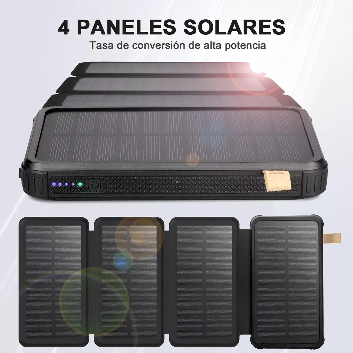 Foto 4 pulgar | Batería Solar Portátil 30000 Mah 4 Paneles Solares Eo Safe Imports Negro