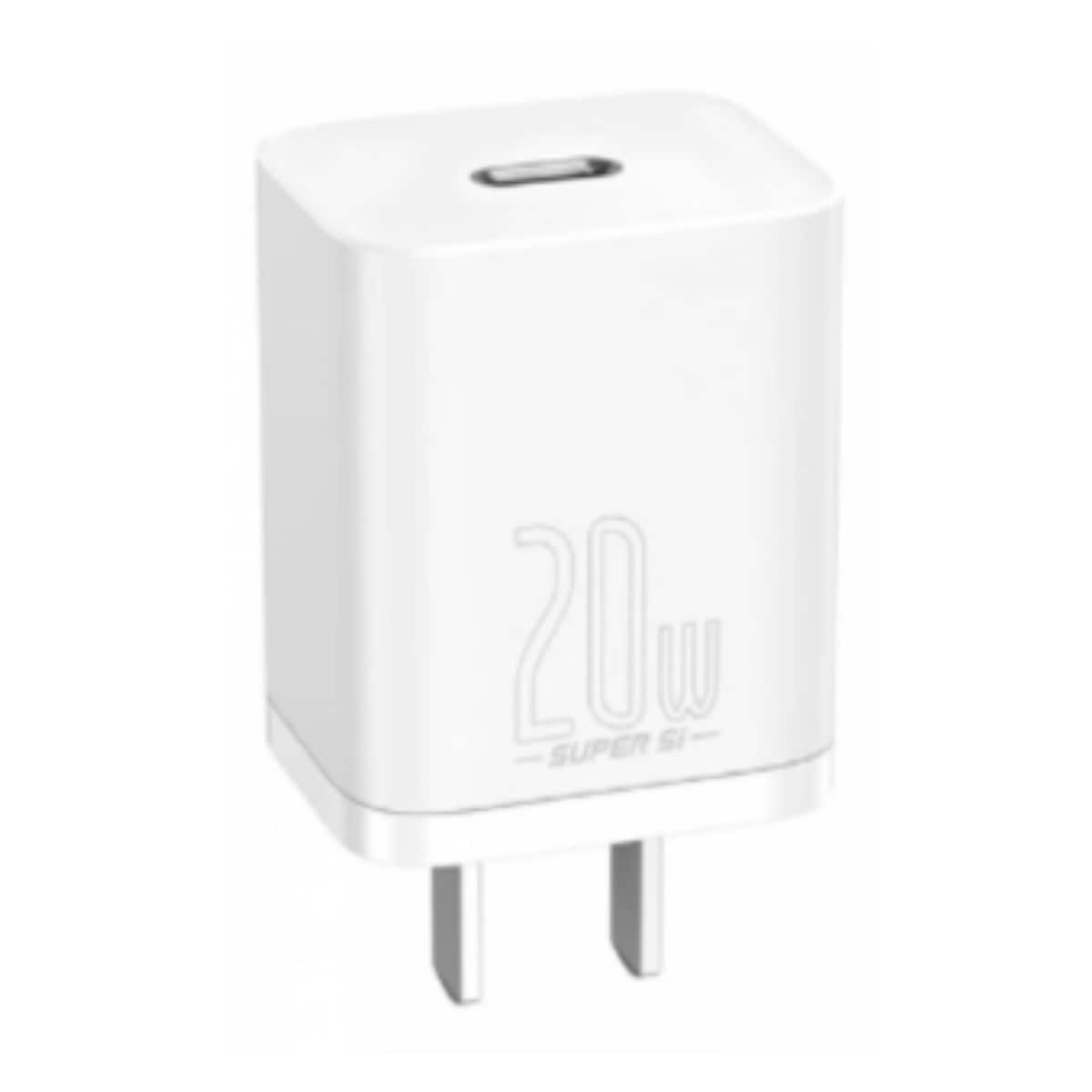 Cargador De Pared Baseus Blanco 20w 2 Puertos Usb Y Tipo C + Cable Tipo C A Lightning $449