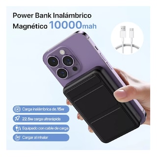 Foto 2 | Carga Inalmbrica 10000mah Magnético Soporte 22.5w Negro