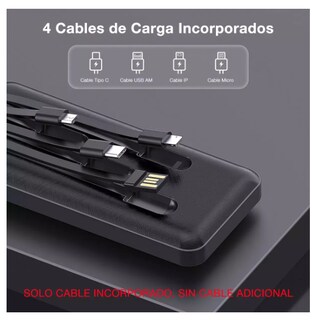 Foto 2 | Power Bank Wünd Batería Portátil Carga Rápida 10000mah 4 Cable