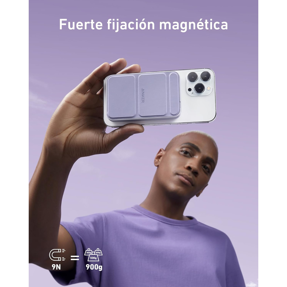 Foto 4 pulgar | Cargador Batería Portátil Anker 622 5000mah Magnético Violeta