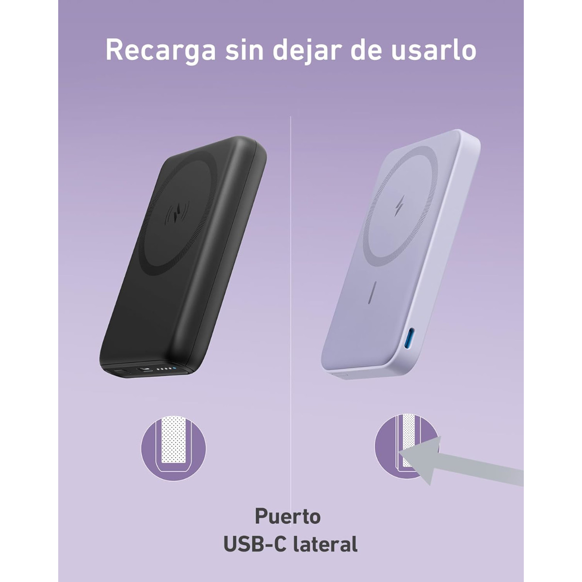 Foto 7 pulgar | Cargador Batería Portátil Anker 622 5000mah Magnético Violeta