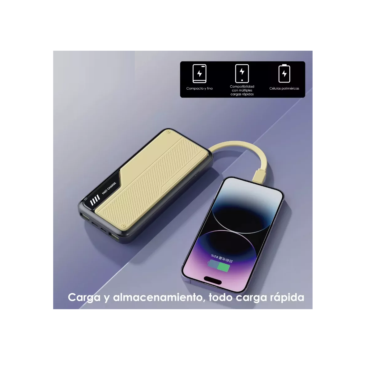 Foto 4 pulgar | Cargador Portátil USB-C Micro USB Eo Safe Imports ESI-18179 Multicolor