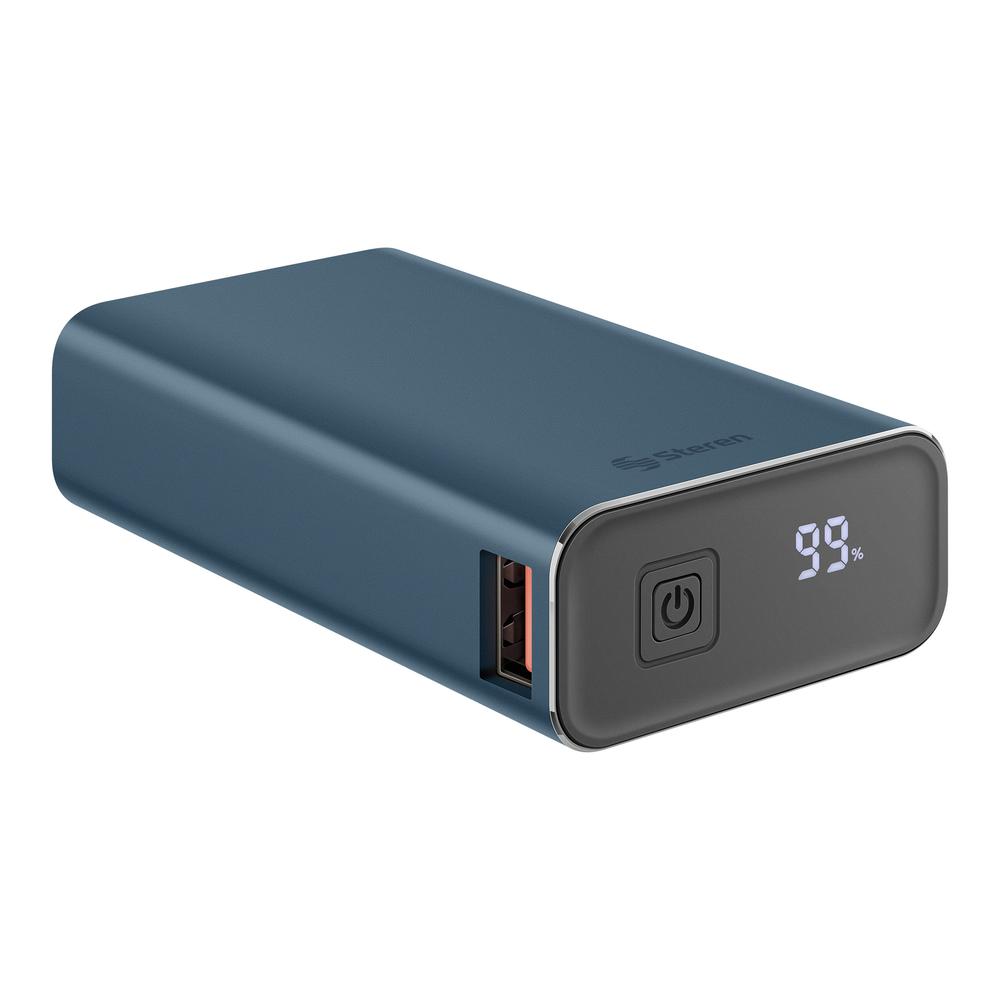 Power Bank De 10,000 Mah Pd 20 W / Qc 18 W Con Pantalla Digital Y Carcasa De Aluminio Color Azul