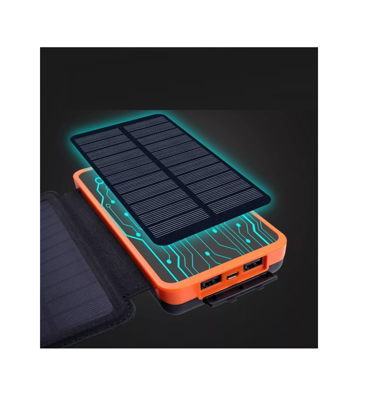 Foto 2 | Power Bank Solar Cargador Portátil 26800mah 4 Paneles Solare Negro Lineas Naranja