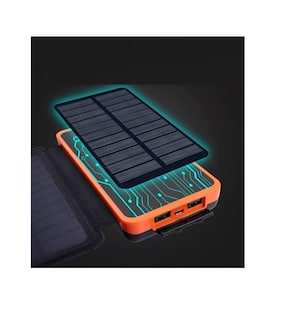 Foto 2 | Power Bank Solar Cargador Portátil 26800mah 4 Paneles Solare Negro Lineas Naranja