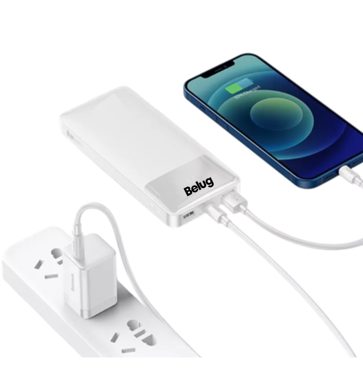 Foto 5 pulgar | Cargador 15w Usb / Tipo-c / Lightning Portátil Con Cable Carga Rápida, Belug Blanco
