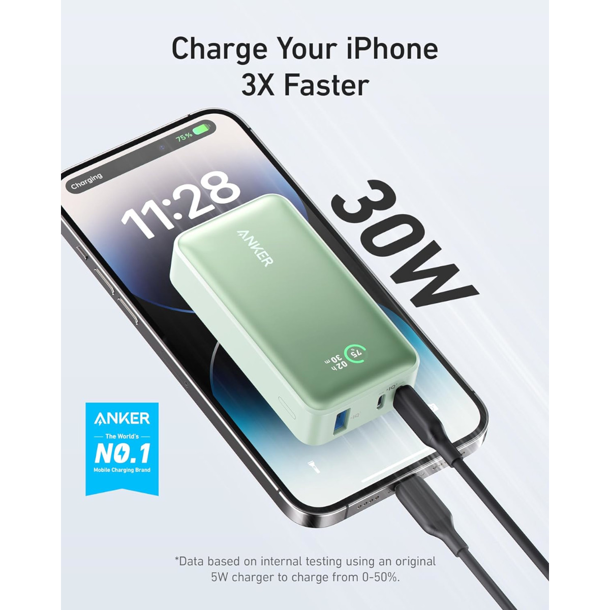 Foto 4 pulgar | Power Bank Anker 533 10,000mah 30w Pd Verde Usb Dúo
