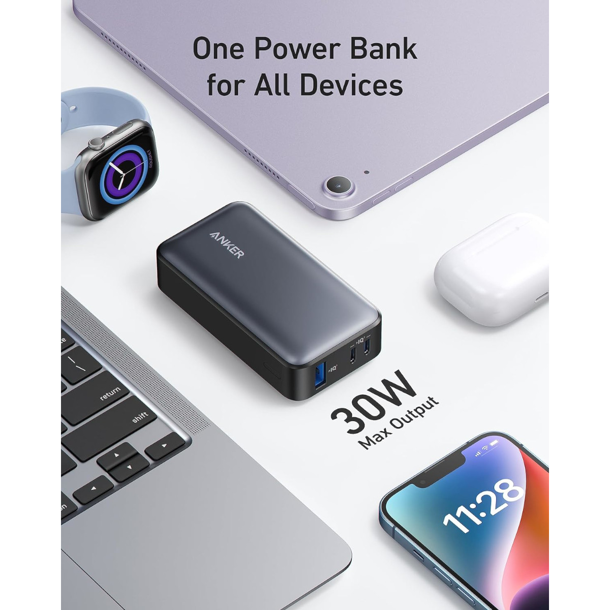 Foto 5 pulgar | Power Bank Anker 533 10,000mah 30w Pd Negro Usb Dúo