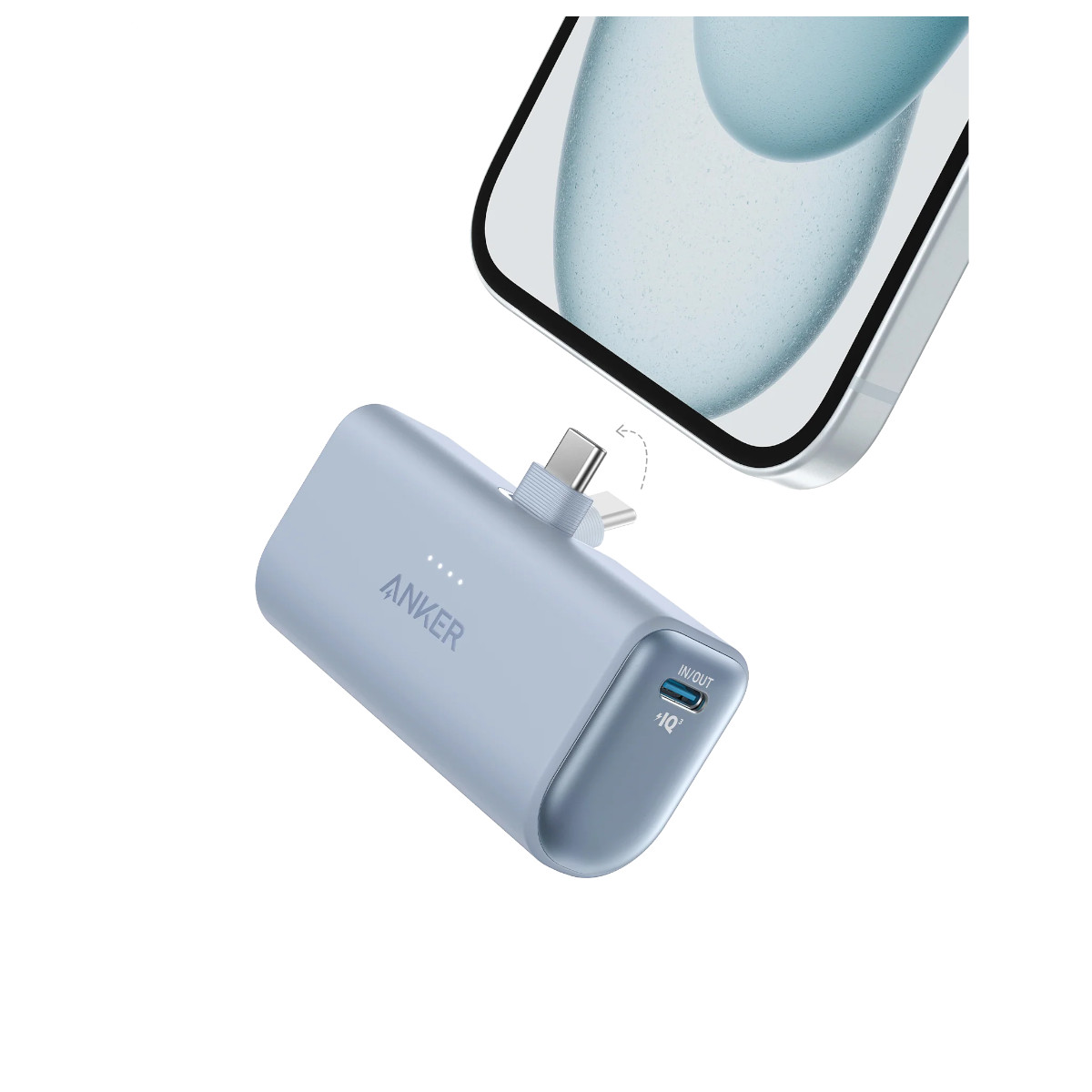 Foto 3 pulgar | Power Bank Nano USB-C Plegable Anker 5000 mAh 22.5W Azul
