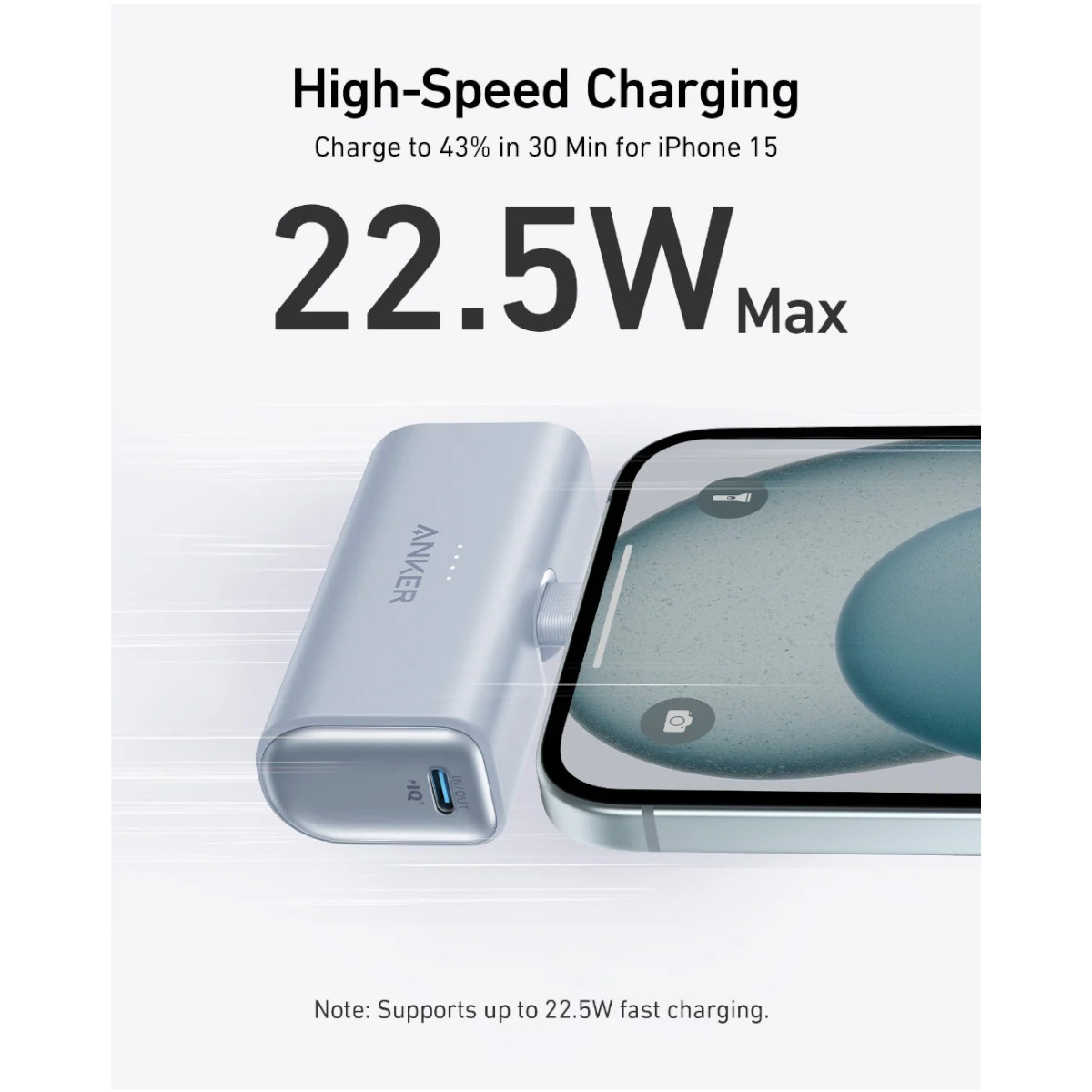 Foto 4 pulgar | Power Bank Nano USB-C Plegable Anker 5000 mAh 22.5W Azul
