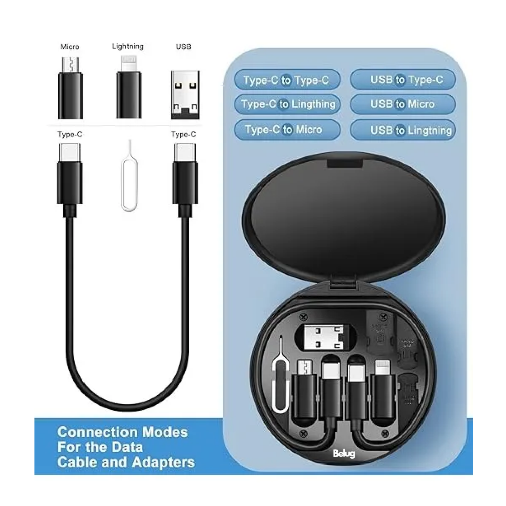Foto 5 pulgar | Kit Adaptador De Cable De Carga Múltiple Belug, Kit Adaptador Negro
