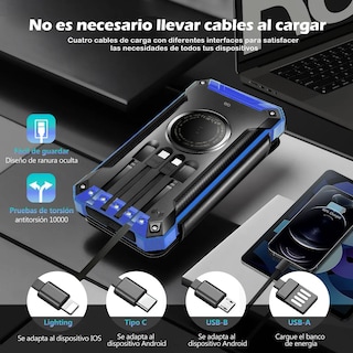 Foto 3 | Bateria Portatil 40,000mah 5 Páneles Solares Eo Safe Imports Esi-19124 Negro