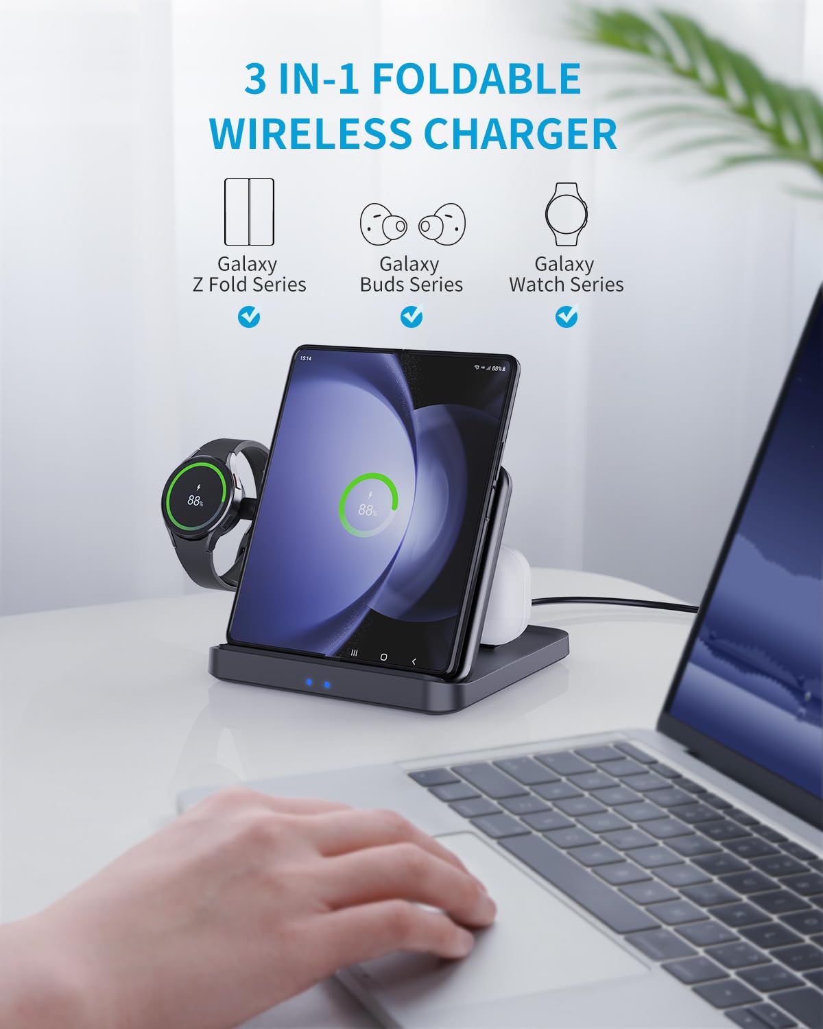 Foto 4 | Estación De Carga Inalámbrica Joyveva Para Samsung Z Fold 6/5 - Venta Internacional.
