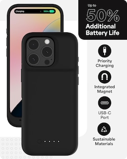 Foto 3 | Funda De Batería Mophie Juice Pack Para Iphone 16 Pro +50% Negra - Venta Internacional.