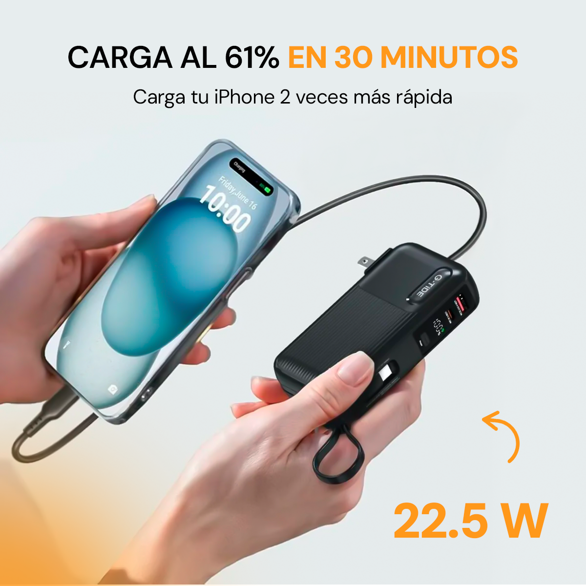 Foto 6 pulgar | Bateria Portatil Powerbank Traveler 1 Ideal Para Viajes Carga Rápida Con 3 Cables Integrados