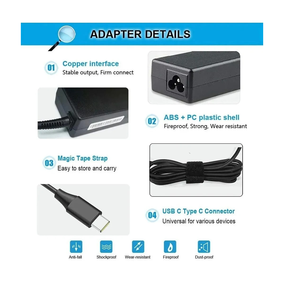 Foto 4 pulgar | Cargador Usb Tipo C Para Hp  Dell  Huawei 20v 3.25a Lab.g Negro